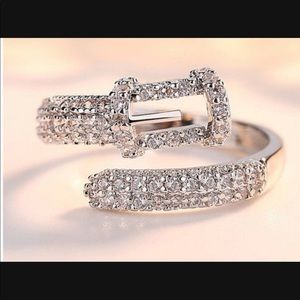 New White gold plated buckle ring
